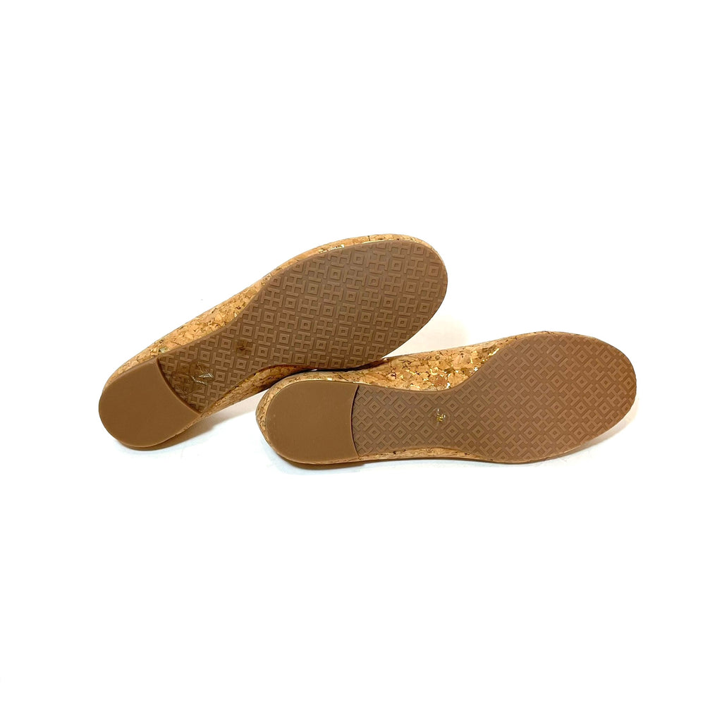 Tory Burch REVA Cork & Gold Ballet Flats | Brand New |