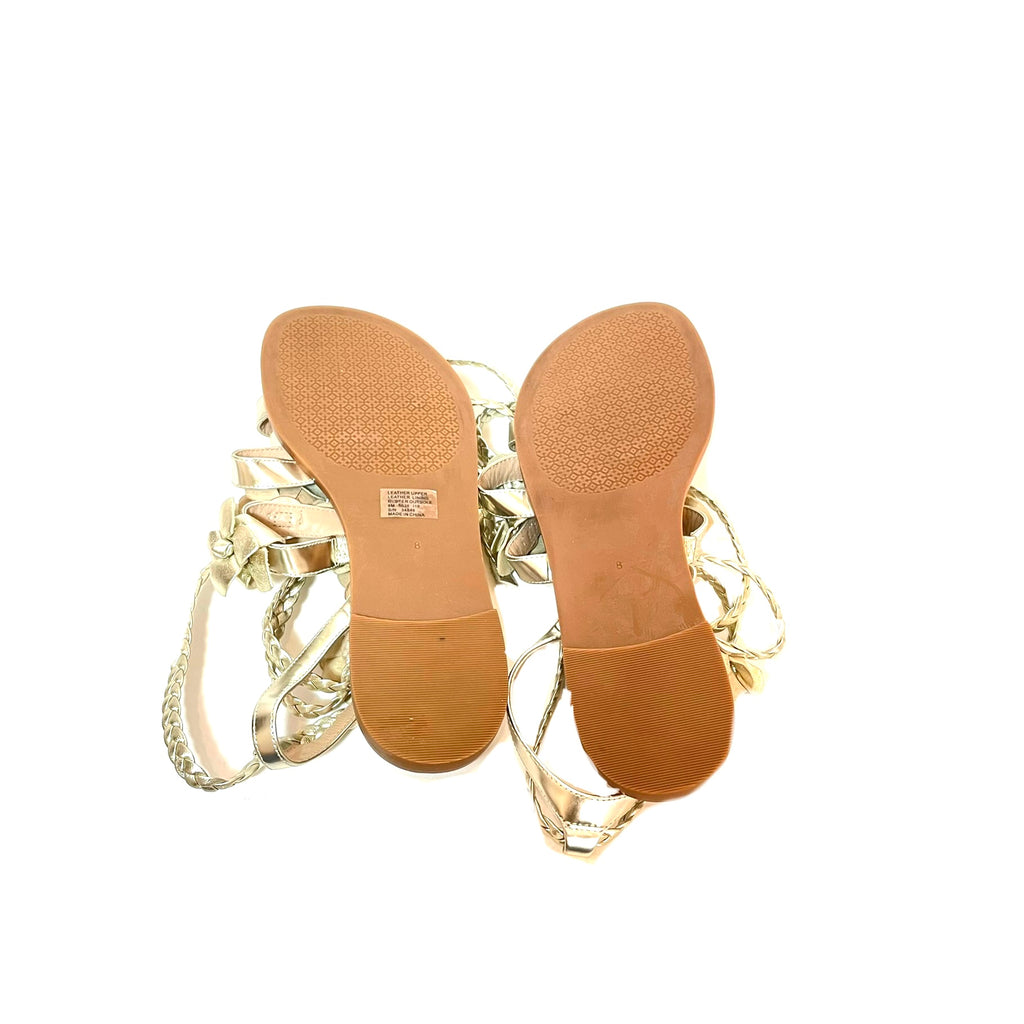 Tory Burch Gold Floral Strappy Flats | Like New |