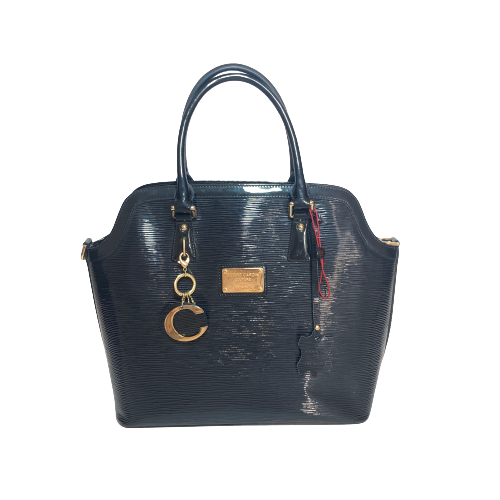 Pierre Cardin Black Patent Leather Tote | Pre Loved |