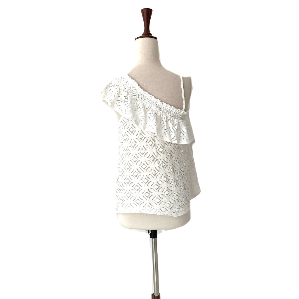 H&M Off-White Lace One Shoulder Top | Pre Loved |