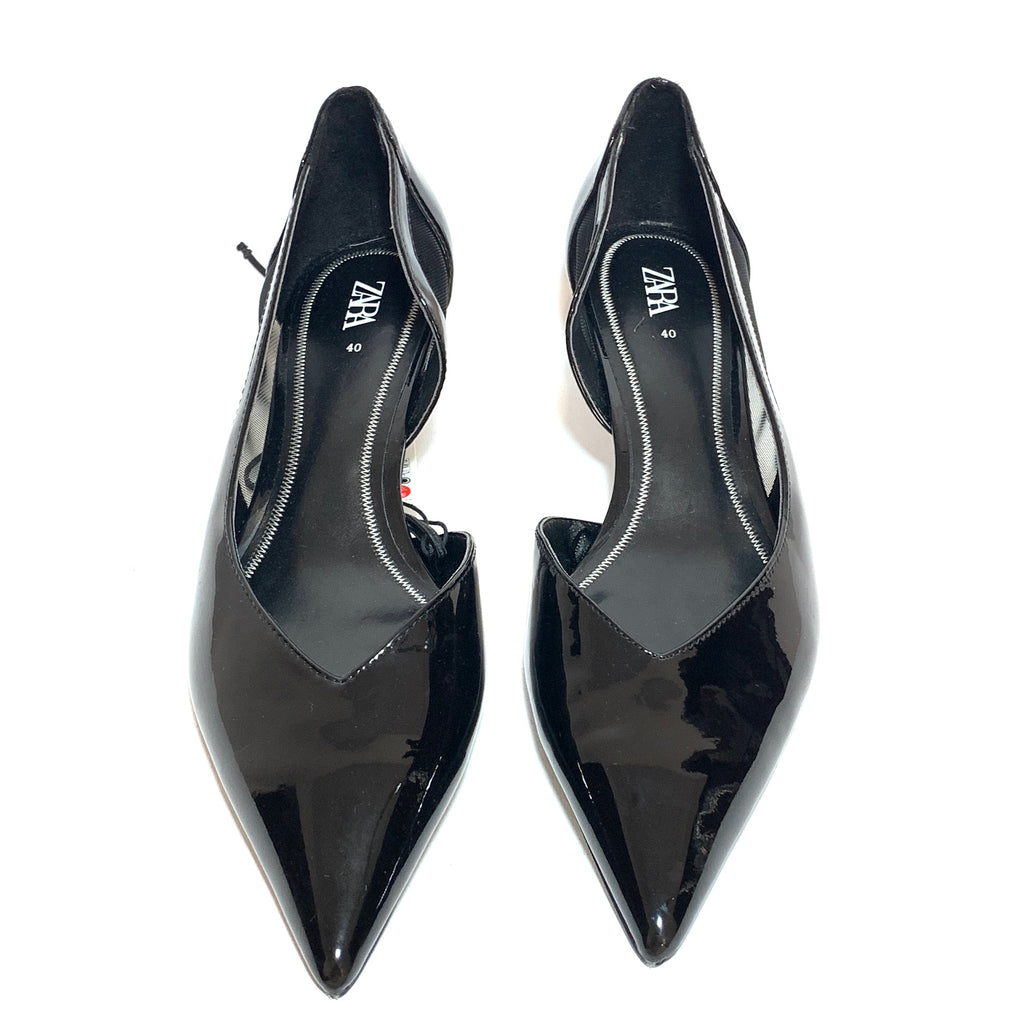 ZARA Black Patent Pointed Pumps | Brand New |