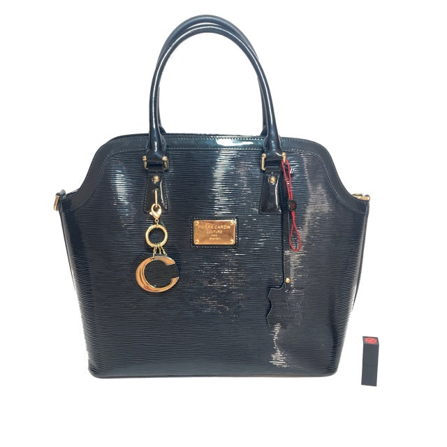 Pierre Cardin Black Patent Leather Tote | Pre Loved |