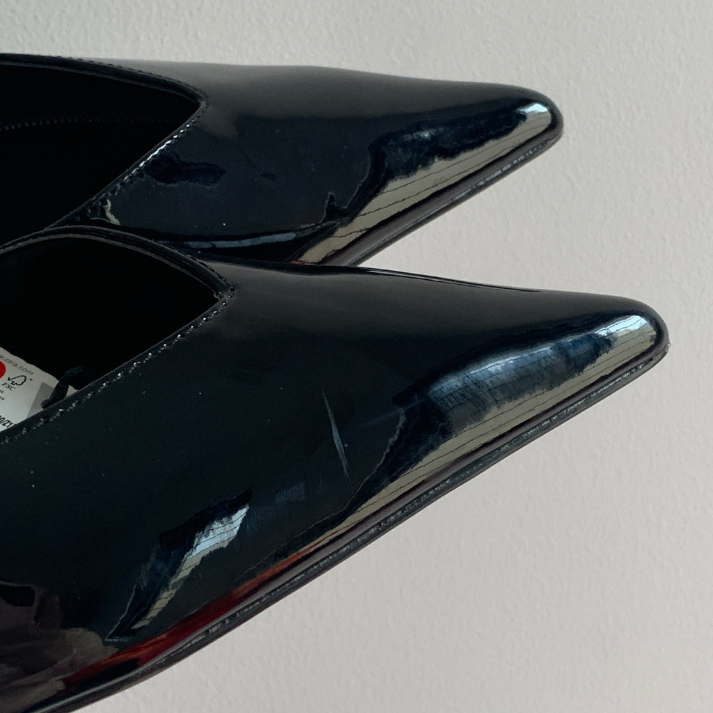 ZARA Black Patent Pointed Pumps | Brand New |