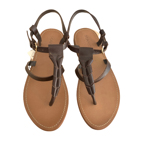 Mango Brown Leather Sandals | Brand New |