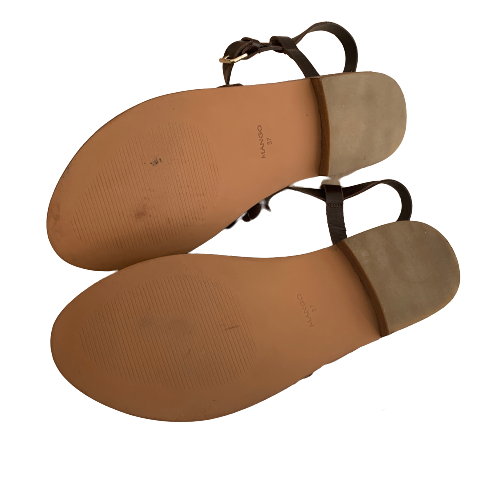 Mango Brown Leather Sandals | Brand New |
