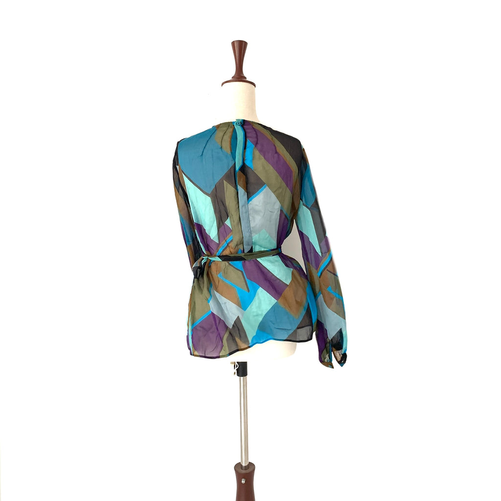 ZARA Multi-Coloured Geometric Print Chiffon Top | Pre Loved |