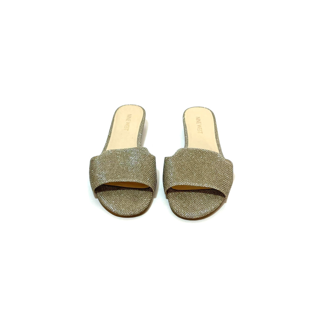 Nine West Gold Glitter Mini Wedge Sandals | Gently Used |