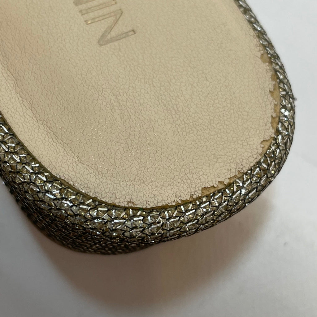 Nine West Gold Glitter Mini Wedge Sandals | Gently Used |
