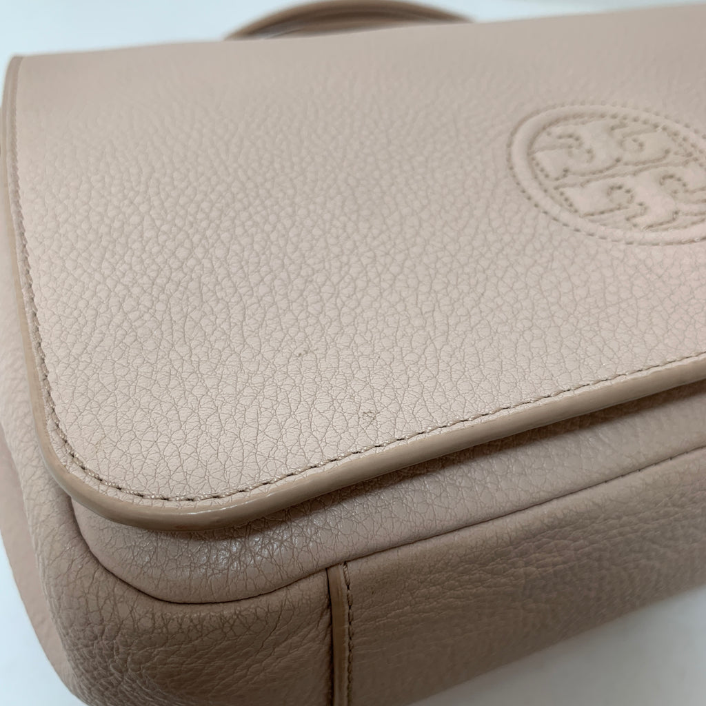 Tory Burch 'Bombe' Light Pink Pebbled Leather Flap Shoulder Bag | Pre Loved |