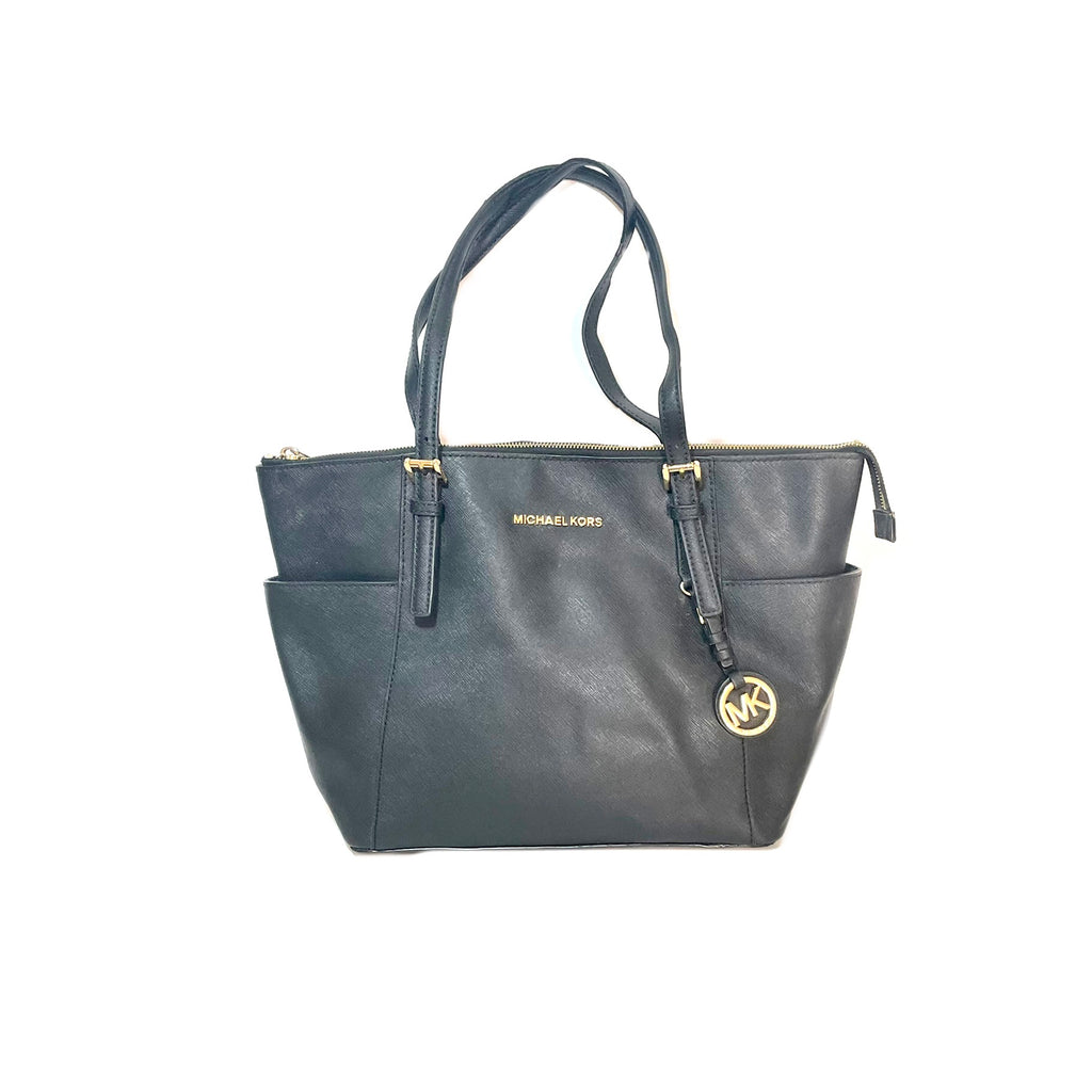 Michael Kors Black Leather Jet Set Medium Tote | Pre Loved |