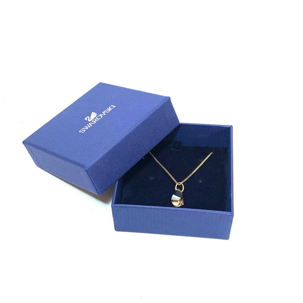 Swarovski Gold Crystal Drop Pendant & Chain | Like New |