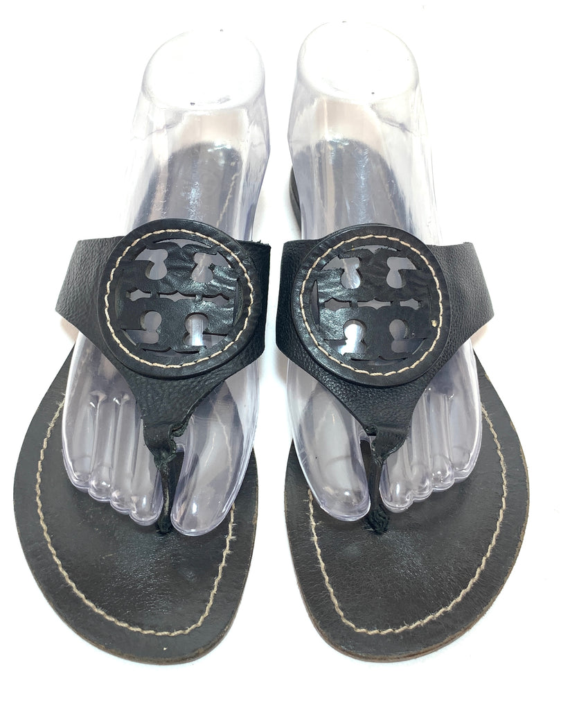 Tory Burch Black Leather 'Louisa' Thong Sandals | Pre Loved |