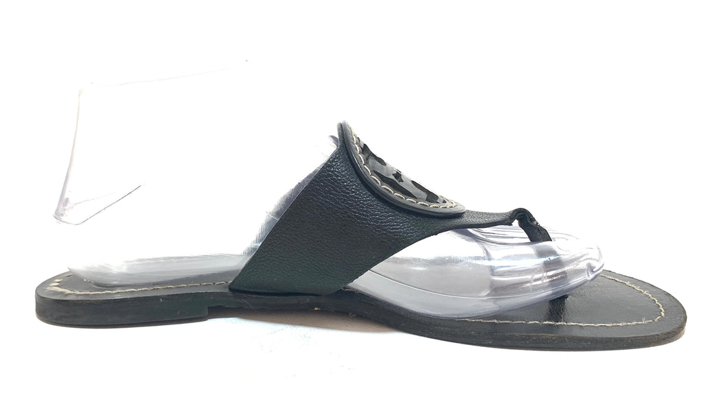 Tory Burch Black Leather 'Louisa' Thong Sandals | Pre Loved |