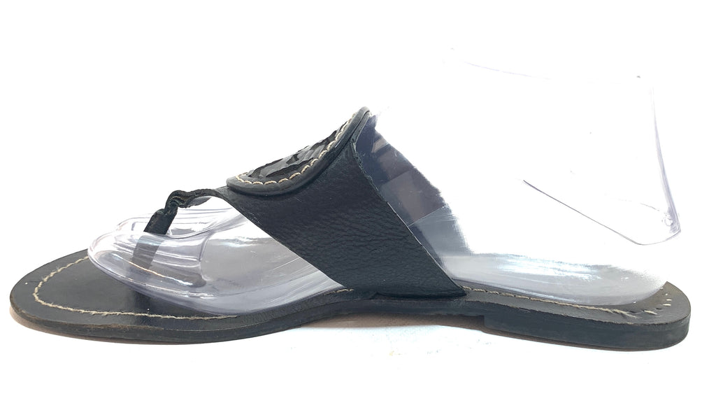 Tory Burch Black Leather 'Louisa' Thong Sandals | Pre Loved |