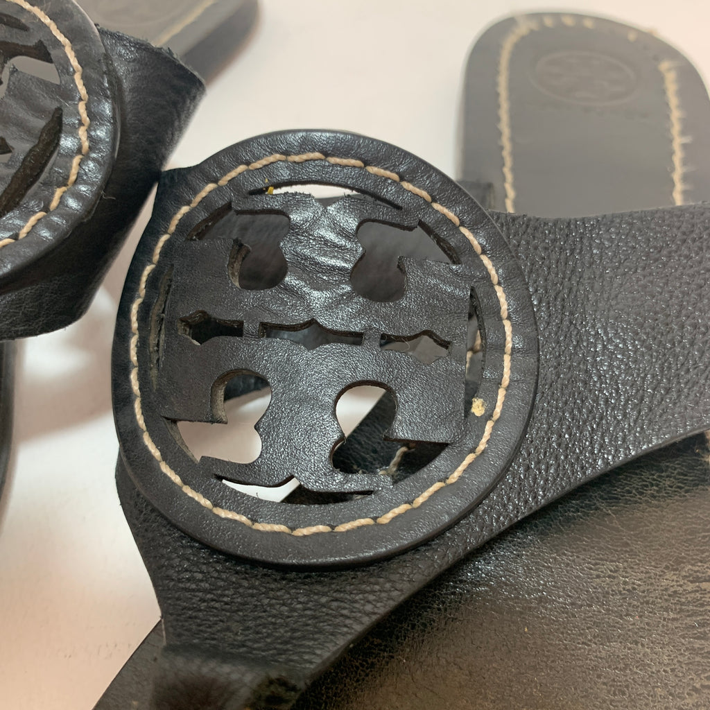 Tory Burch Black Leather 'Louisa' Thong Sandals | Pre Loved |