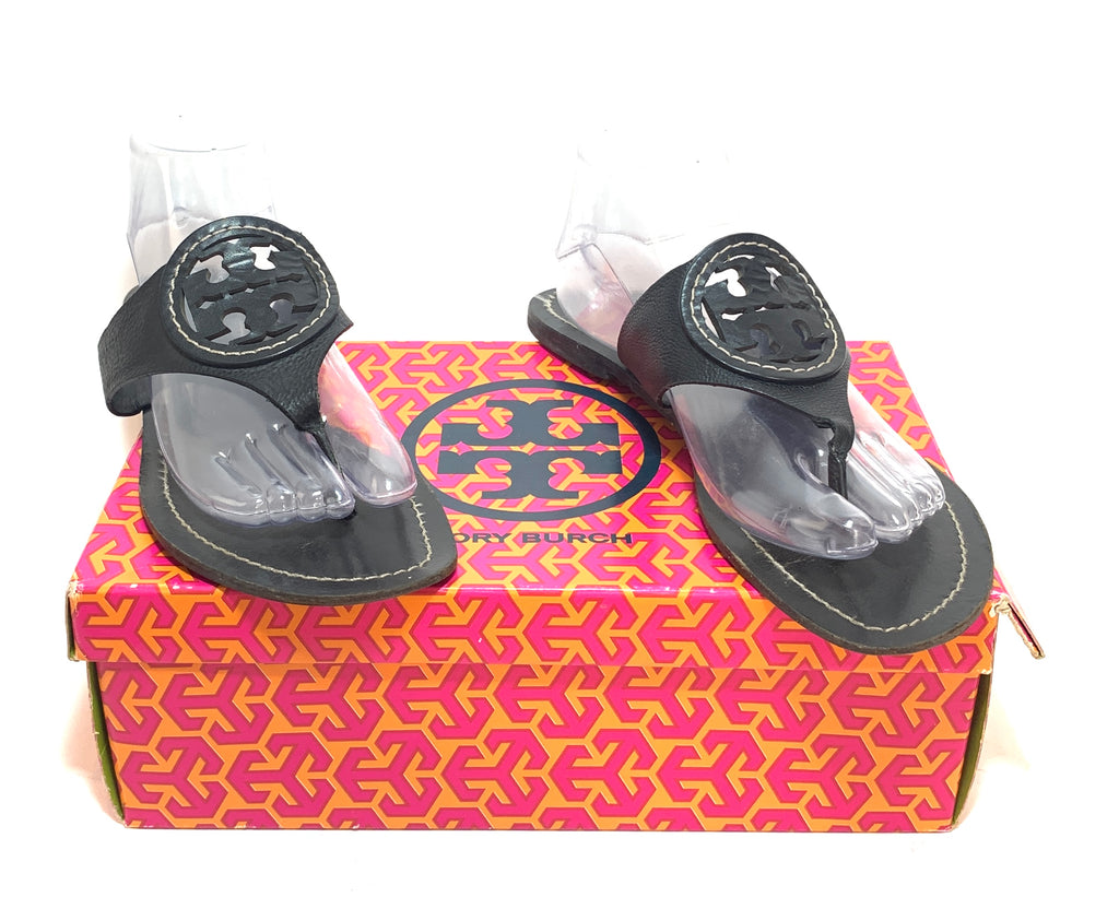 Tory Burch Black Leather 'Louisa' Thong Sandals | Pre Loved |