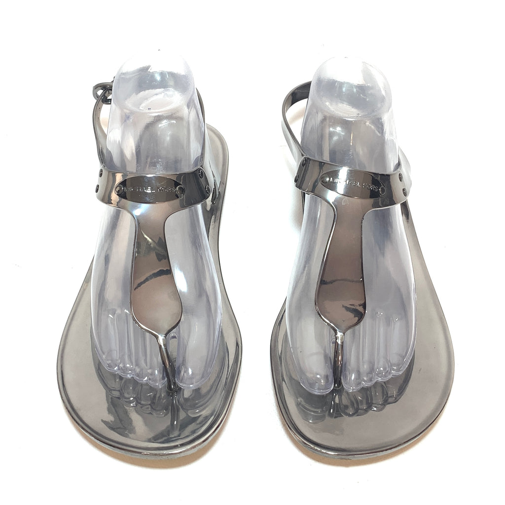 Michael Kors Silver Thong Jelly Sandals | Pre Loved |