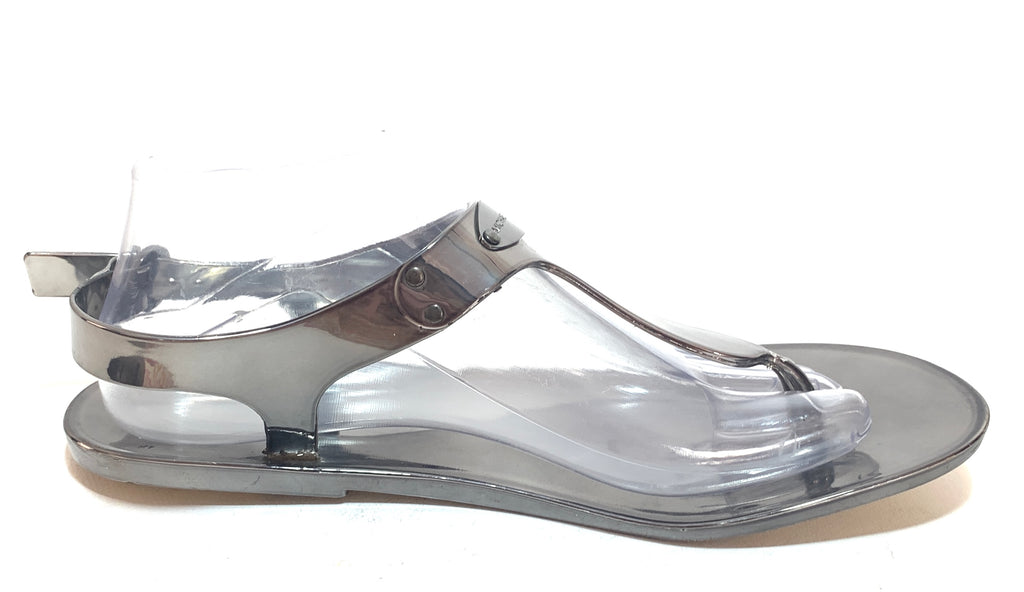 Michael Kors Silver Thong Jelly Sandals | Pre Loved |