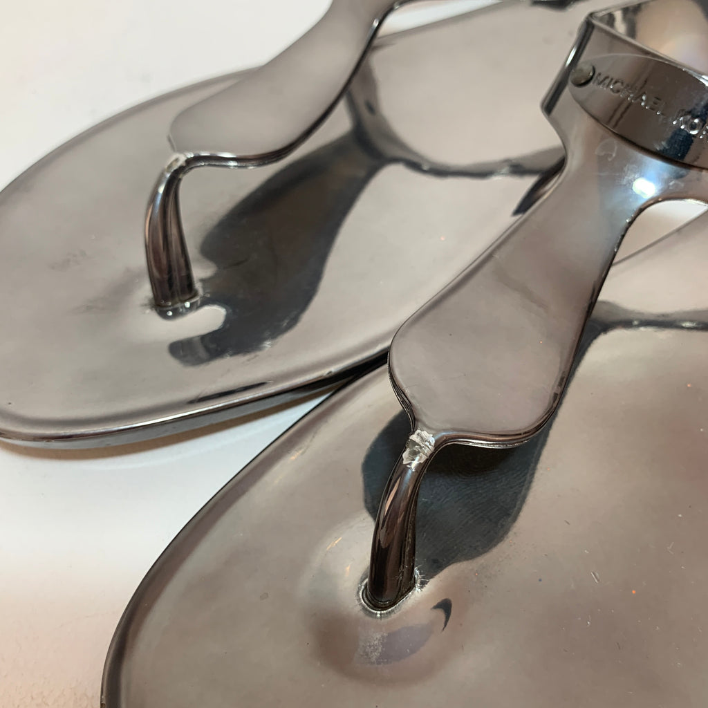 Michael Kors Silver Thong Jelly Sandals | Pre Loved |