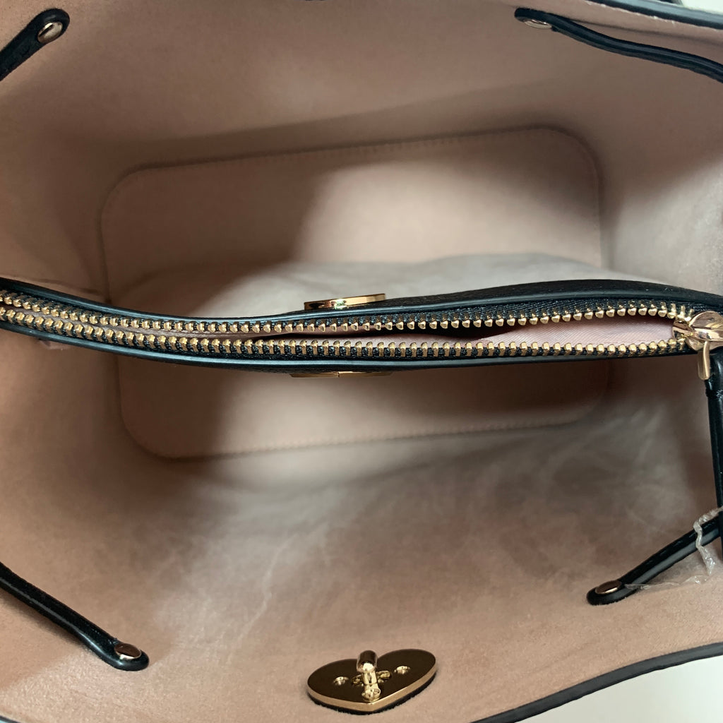 Kate Spade Black Pebbled Leather 'Marti' Large Bucket Bag | Brand New |