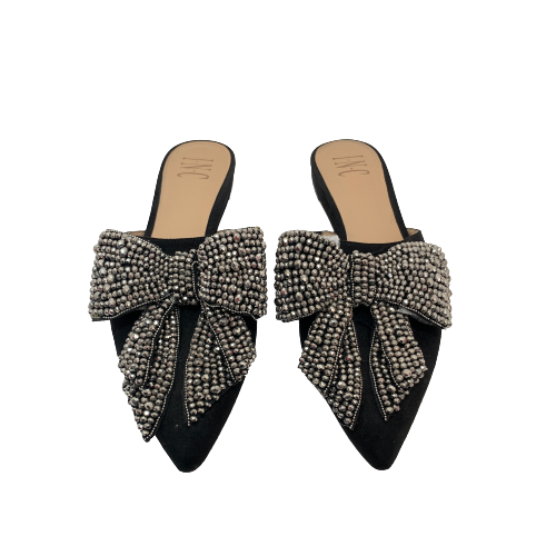 I.N.C Rhinestone Black Suede Bow Mules | Gently Used |