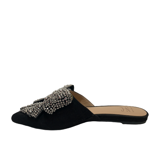 I.N.C Rhinestone Black Suede Bow Mules | Gently Used |