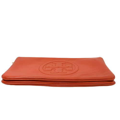 Tory Burch Orange Leather 'Bombe Reva' Clutch | Gently Used |