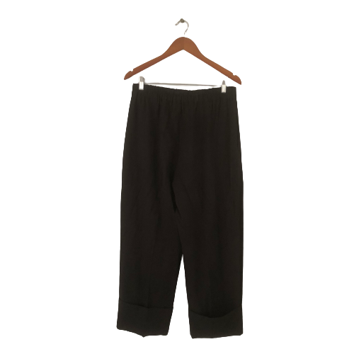ZARA Black Elastic-waist Cuffed Pants | Brand New |