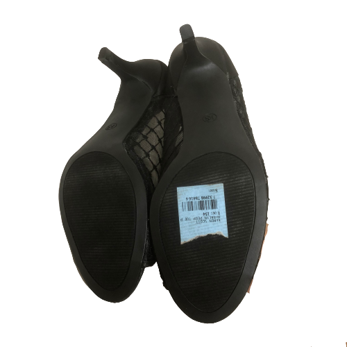 Karen Scott Black Mesh Rhinestone Peep-Toe Heels | Brand New |