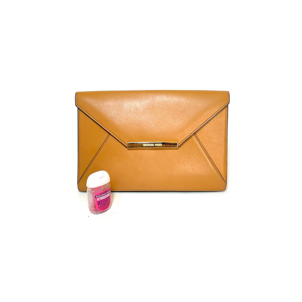 Michael Kors Tan Leather Envelope Convertible Clutch | Pre Loved |