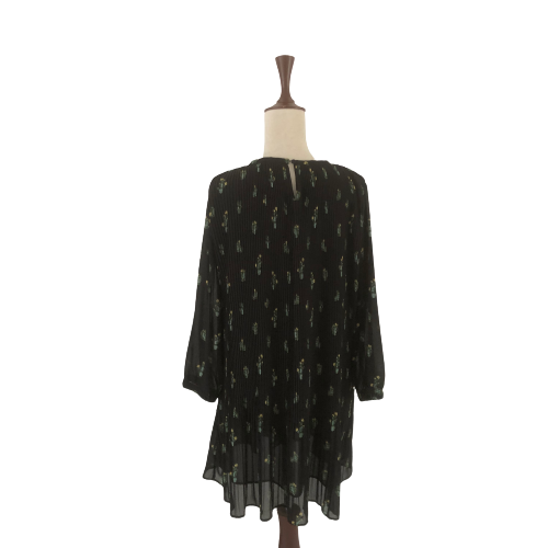ZARA Black Cactus Print Pleated Tunic | Gently Used |