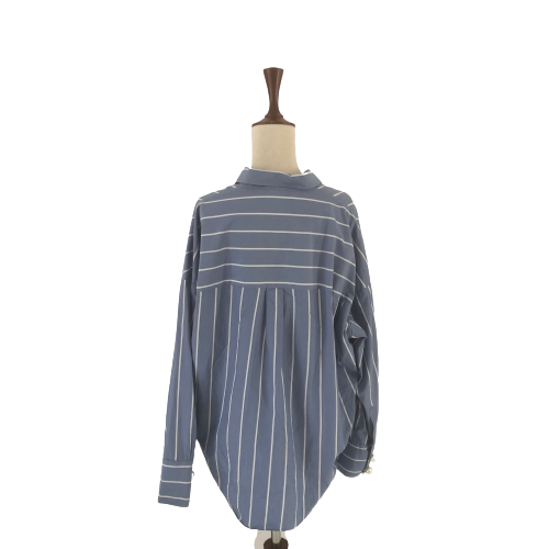 ZARA Blue & White Striped Pearls Shirt | Pre Loved |