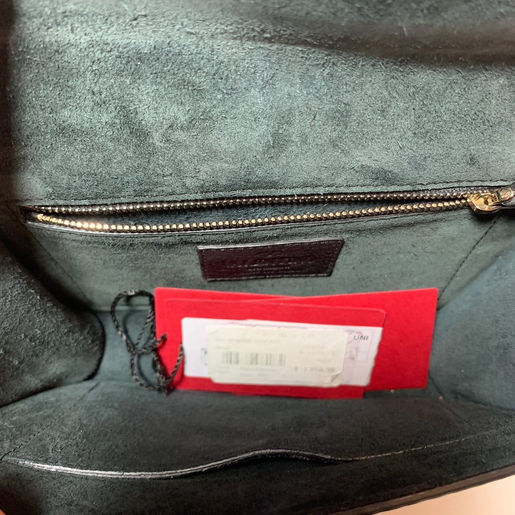 Valentino Black Leather Embroidered Multi-colour Glam Lock Flap Bag | Gently Used |