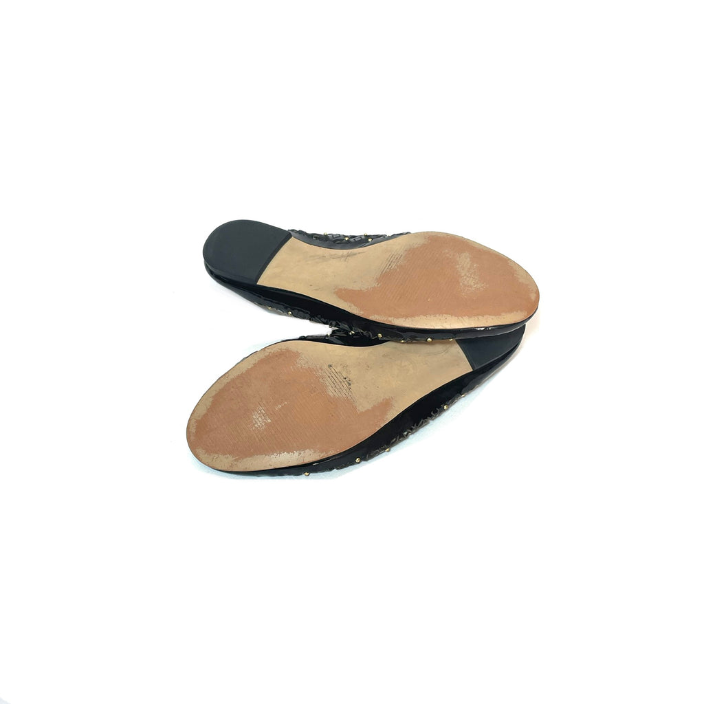 Michael Kors Black Leather Gabriella Perforated Ballet Flats | Pre Loved |