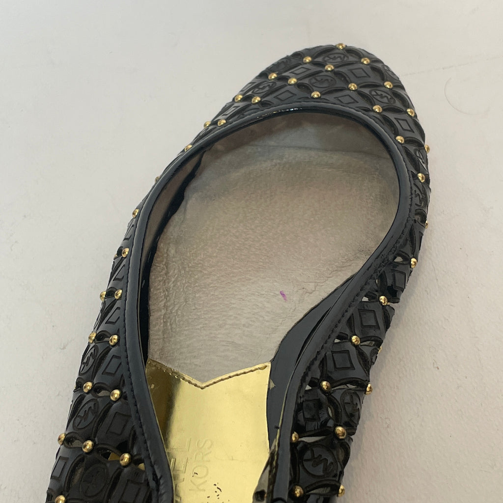 Michael Kors Black Leather Gabriella Perforated Ballet Flats | Pre Loved |