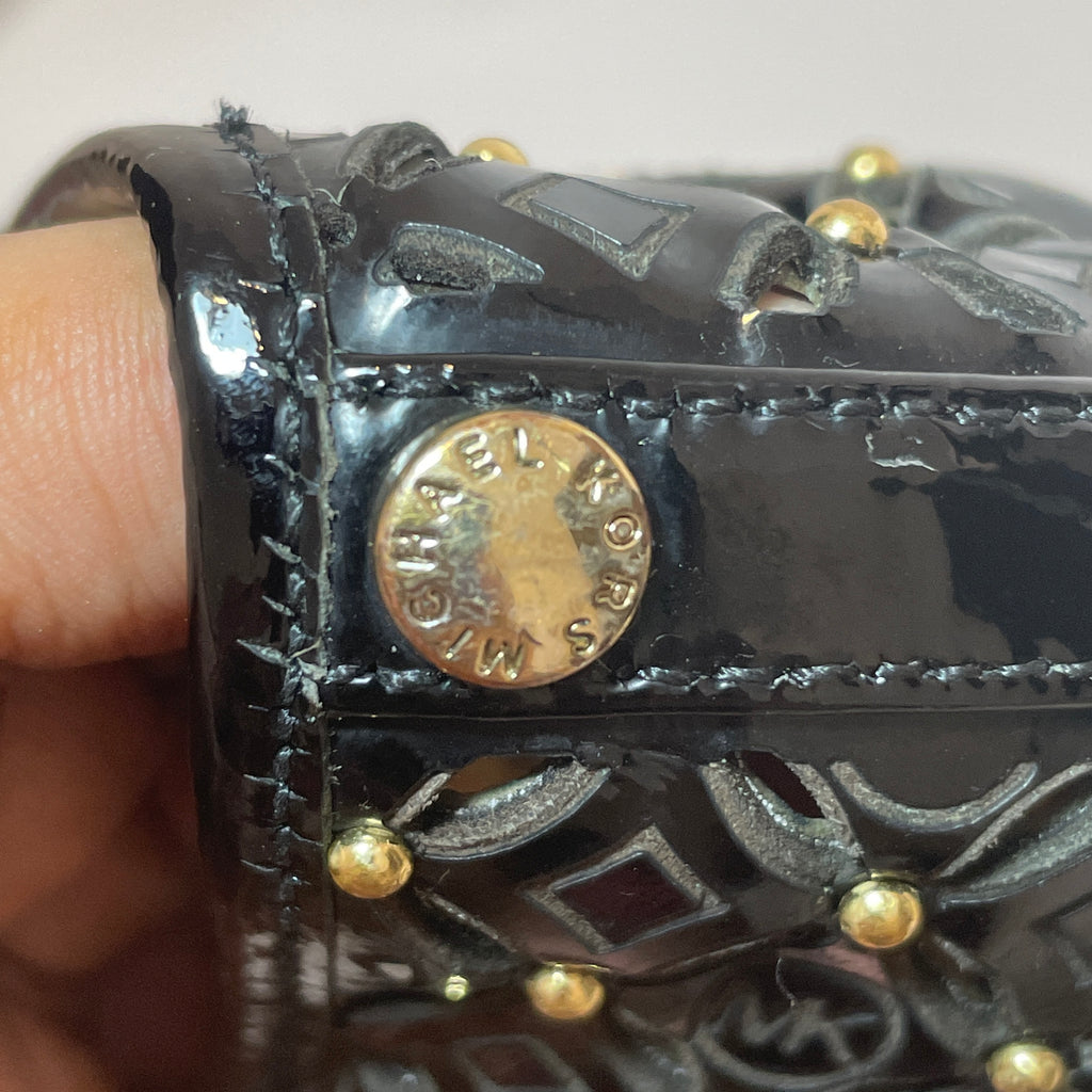 Michael Kors Black Leather Gabriella Perforated Ballet Flats | Pre Loved |