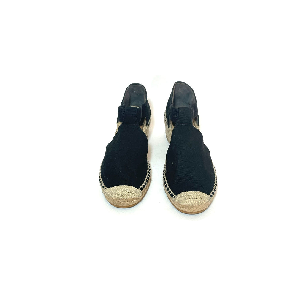 Tory Burch Black Canvas Espadrille Wedges | Gently Used |