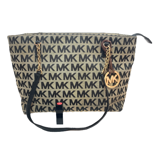 Michael Kors Black & Grey Monogram Shoulder Bag | Pre Loved |