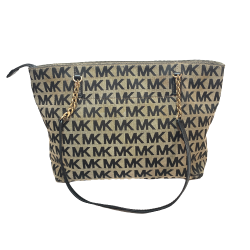 Michael Kors Black & Grey Monogram Shoulder Bag | Pre Loved |