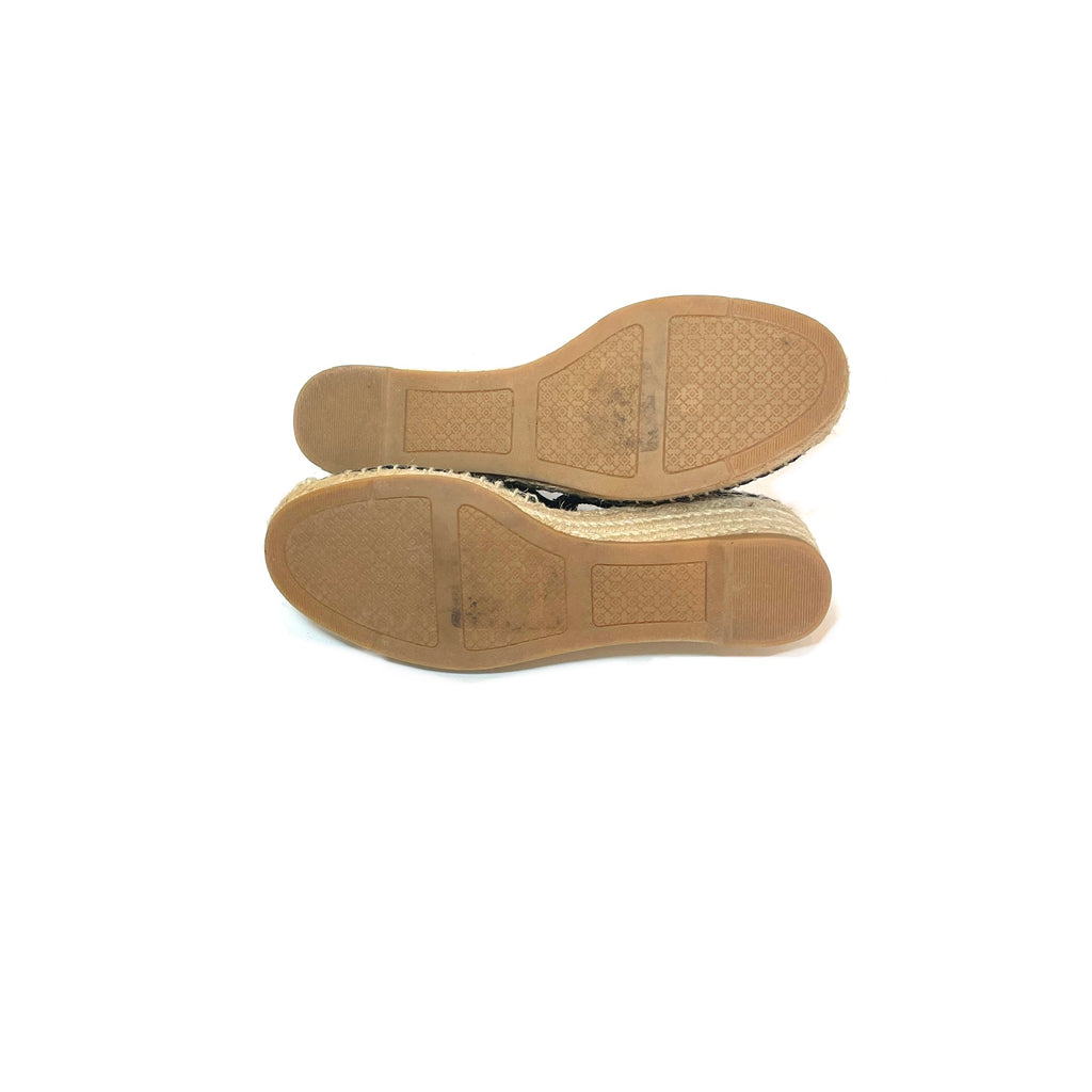 Tory Burch Black Canvas Espadrille Wedges | Gently Used |