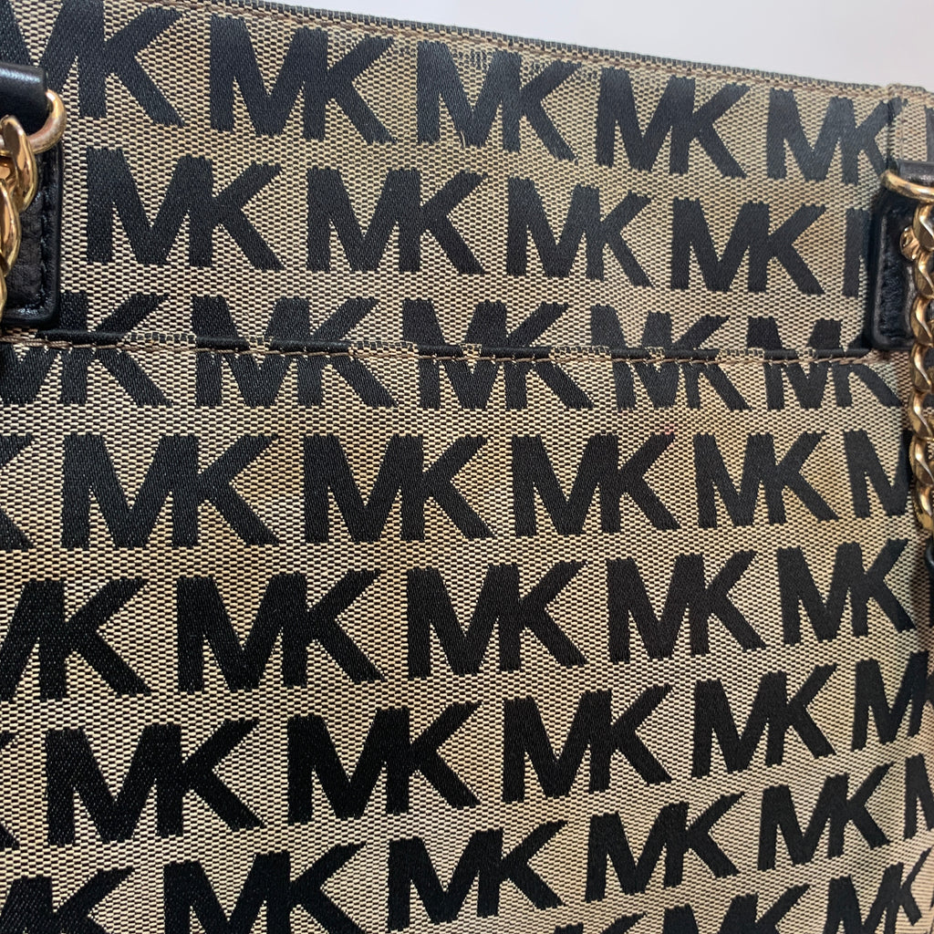 Michael Kors Black & Grey Monogram Shoulder Bag | Pre Loved |