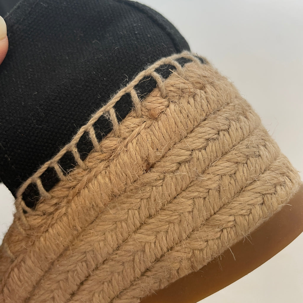 Tory Burch Black Canvas Espadrille Wedges | Gently Used |