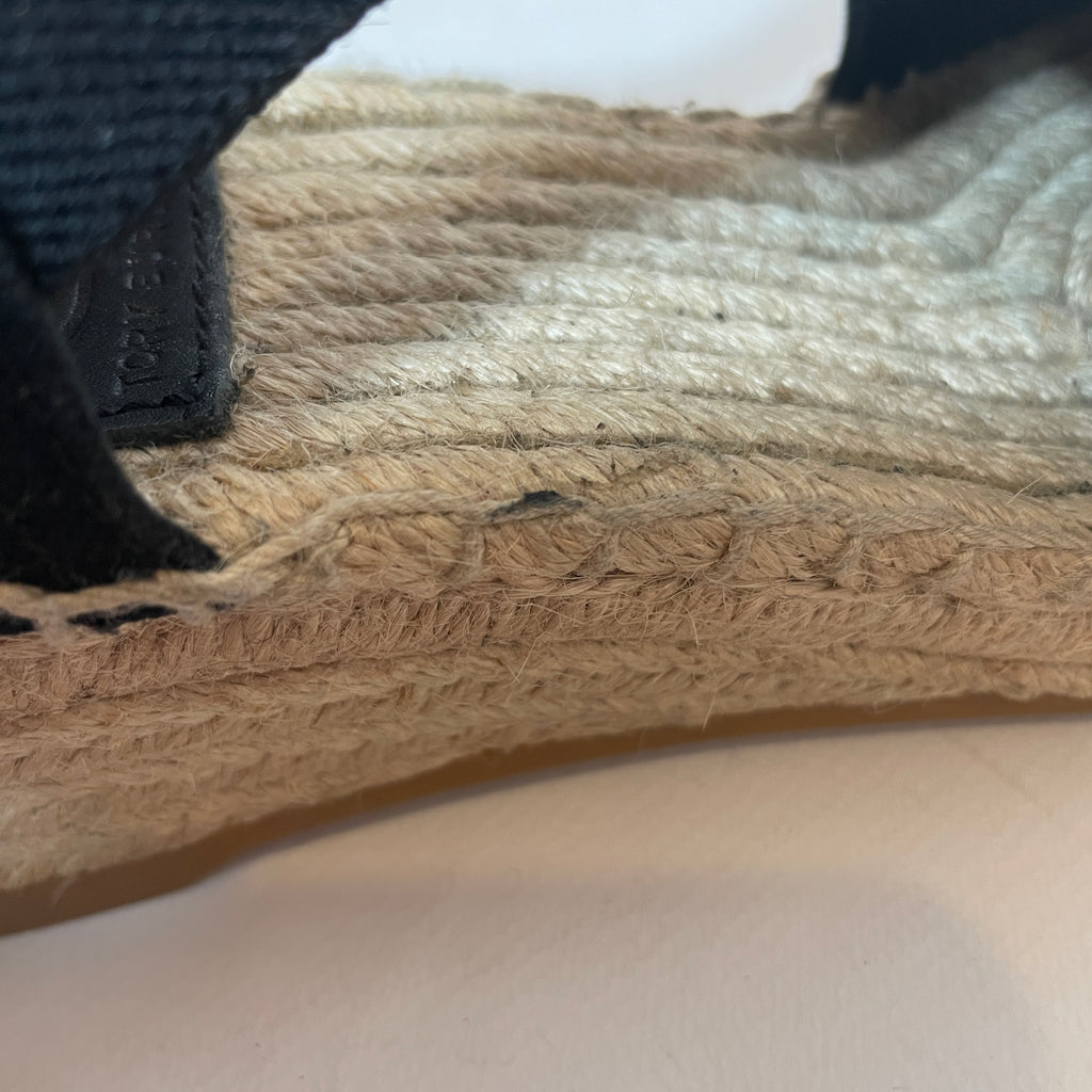 Tory Burch Black Canvas Espadrille Wedges | Gently Used |