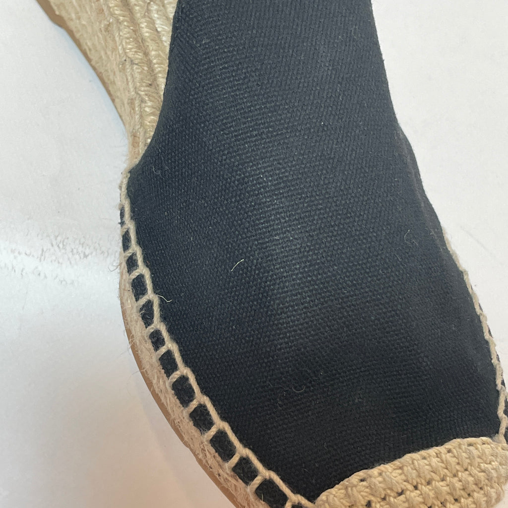 Tory Burch Black Canvas Espadrille Wedges | Gently Used |