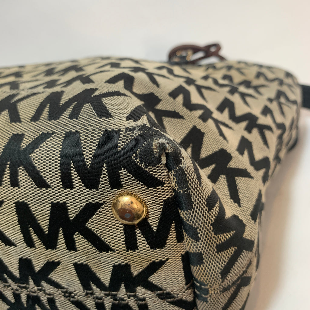 Michael Kors Black & Grey Monogram Shoulder Bag | Pre Loved |