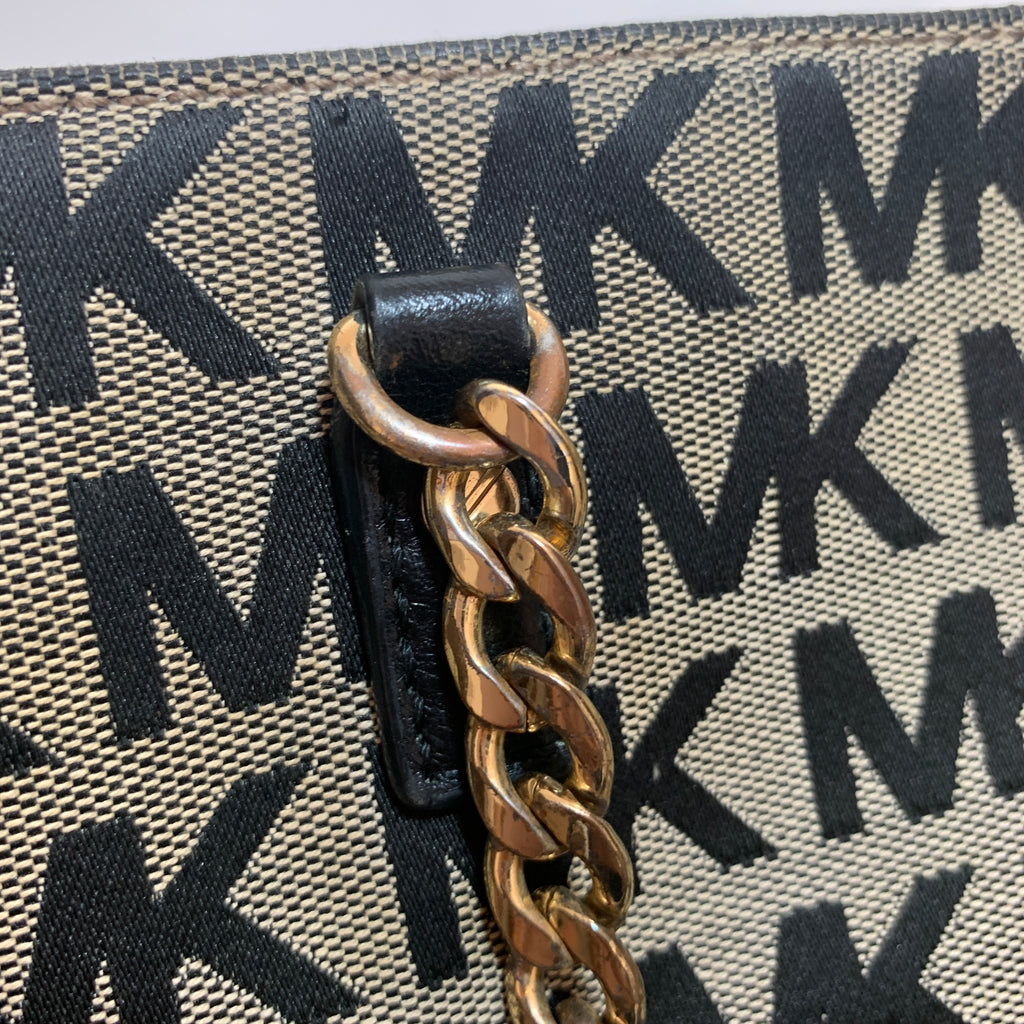 Michael Kors Black & Grey Monogram Shoulder Bag | Pre Loved |