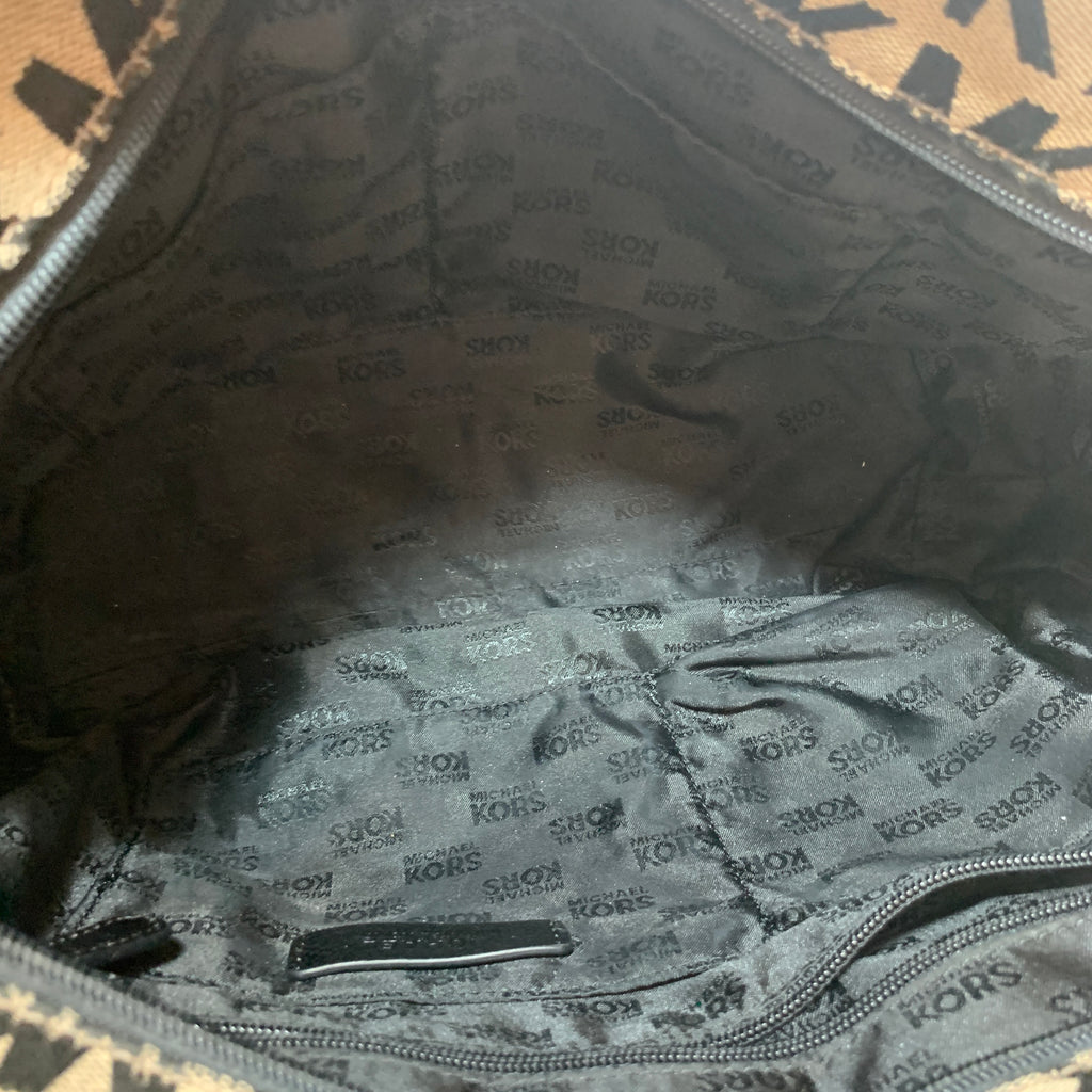 Michael Kors Black & Grey Monogram Shoulder Bag | Pre Loved |