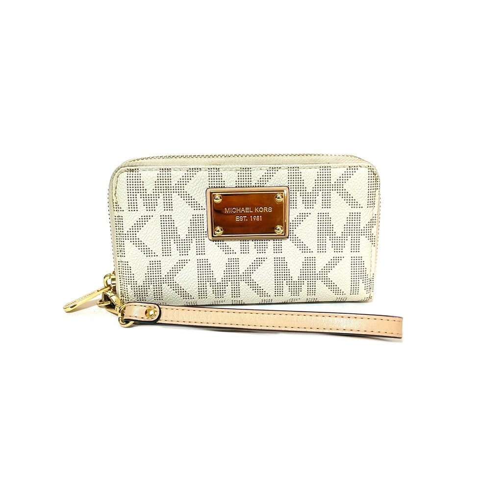 Michael Kors Vanilla Monogram Wristlet | Gently Used |