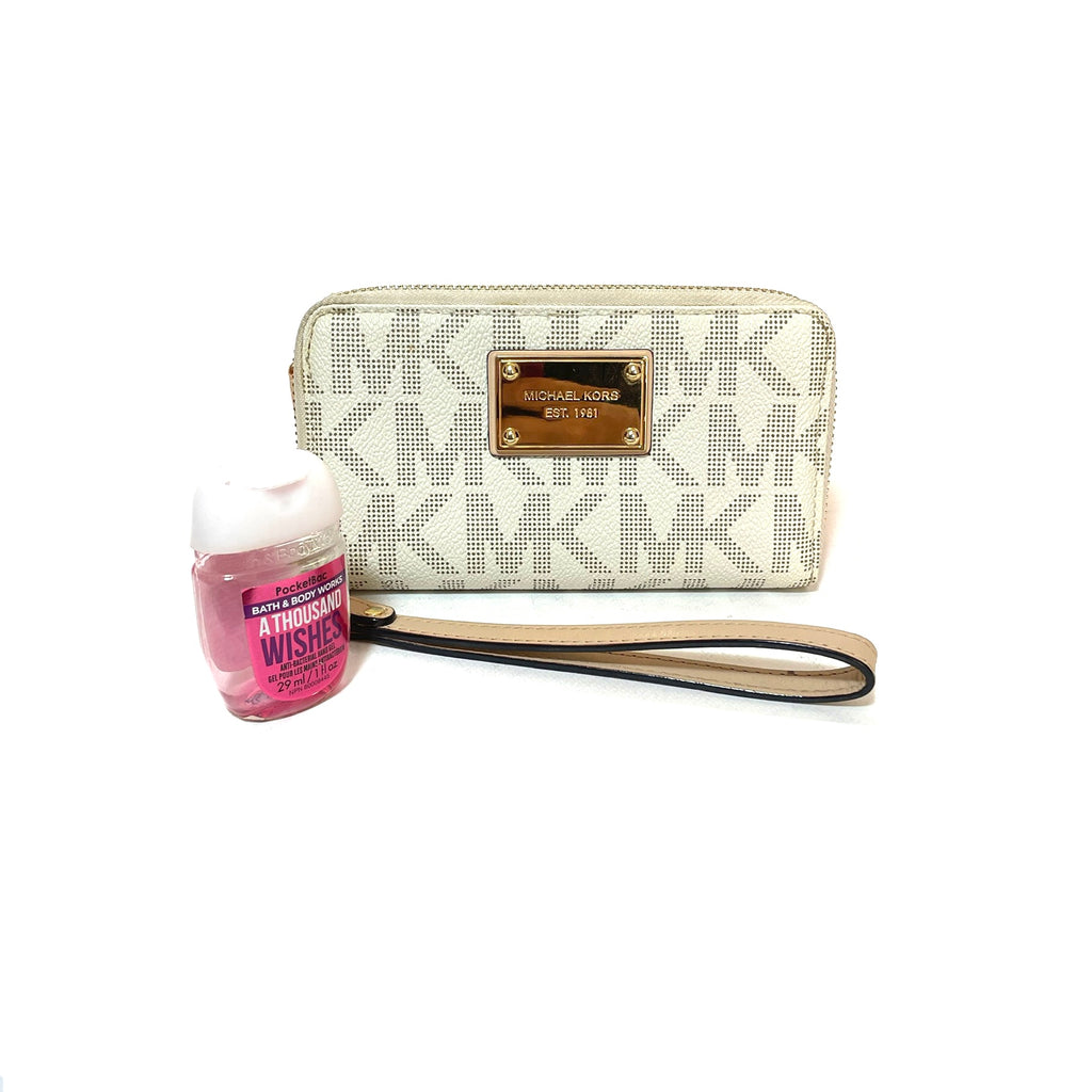 Michael Kors Vanilla Monogram Wristlet | Gently Used |