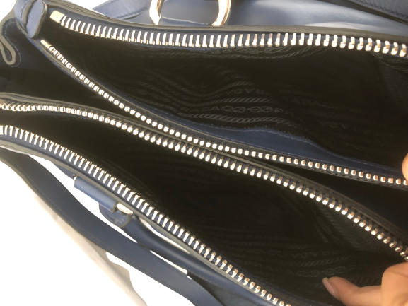 Prada Blue Soft Leather Double Zip Satchel | Gently Used |